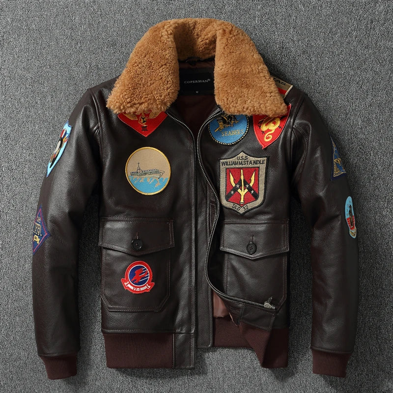 Premium Genuine Cowhide Leather Pilot Jacket