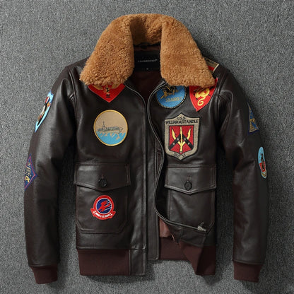 Premium Genuine Cowhide Leather Pilot Jacket