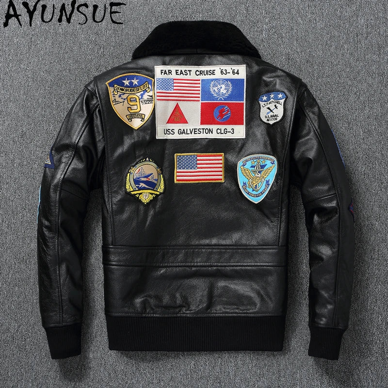 Premium Genuine Cowhide Leather Pilot Jacket