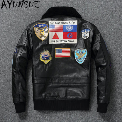 Premium Genuine Cowhide Leather Pilot Jacket