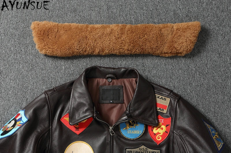 Premium Genuine Cowhide Leather Pilot Jacket