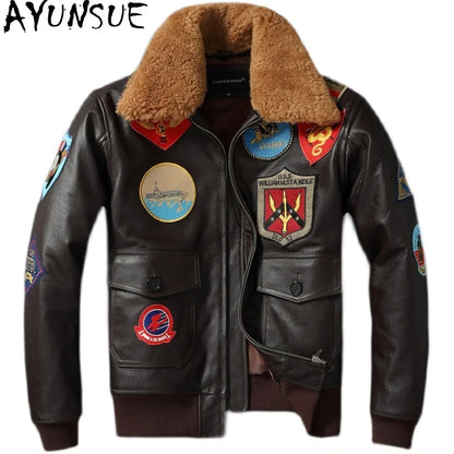 Premium Genuine Cowhide Leather Pilot Jacket